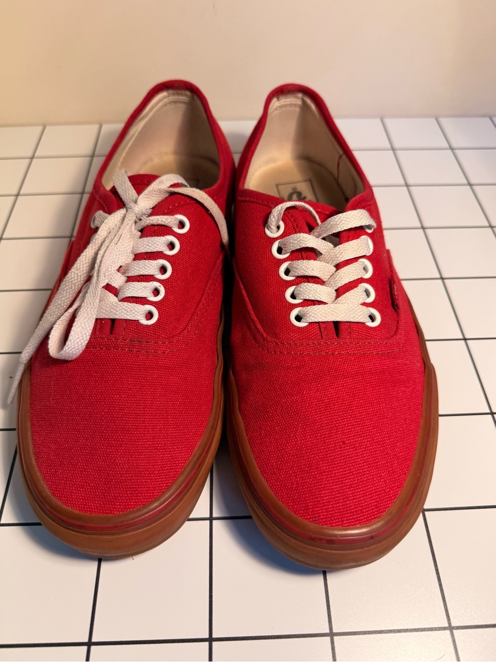 Men's Red Canvas Low-Top Vans Sneakers